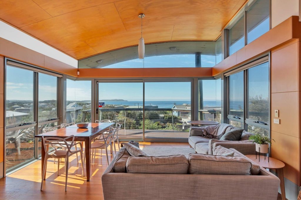 Ocean view living room at Phillip Island holiday house
